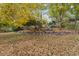 Wide backyard featuring mature trees and a stone retaining wall at 15904 W 58Th Ave, Golden, CO 80403
