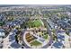 Aerial view of community with central park at 4937 Tamarac St, Denver, CO 80238