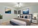 Spacious bedroom with calming colors, plush bedding, and modern lighting at 6047 Vivian Ct, Arvada, CO 80004