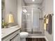 Well-lit bathroom boasts a glass-enclosed shower, modern fixtures, and sleek vanity at 6766 Mentha Dr, Castle Rock, CO 80108