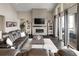 Spacious living room with fireplace, high ceilings, plenty of natural light, and an open layout at 6766 Mentha Dr, Castle Rock, CO 80108
