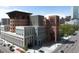 An aerial shot of the Denver Public Library and surrounding downtown buildings at 215 E 11Th Ave # D5, Denver, CO 80203
