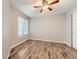 This bedroom has newer floors, ceiling fan, good natural light and convenient closet and bathroom access at 836 S Vance St # D, Lakewood, CO 80226