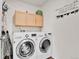Well-lit laundry room with LG washer and dryer and cabinets at 562 Gallo St, Brighton, CO 80603