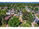 Aerial view of residential neighborhood with tree lined streets, homes and backyards at 449 Lowell Blvd, Denver, CO 80204