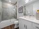 Modern bathroom with a bathtub and a vanity at 31191 Black Eagle Dr # 102, Evergreen, CO 80439