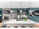 Modern kitchen features a large island, stainless steel appliances, and stylish pendant lighting at 4922 Lowell Blvd # 2, Denver, CO 80221