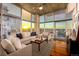A well-lit living room with contemporary furniture and stunning city skyline views at 1700 Bassett St # 2117, Denver, CO 80202
