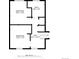 Floor plan showcasing two bedrooms, a bath, and a hall at 2402 S Lewiston St, Aurora, CO 80013