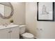Powder room featuring modern fixtures and decor at 1931 Foothills Rd, Golden, CO 80401