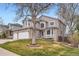 Charming two-story home with a landscaped front yard and a two-car garage in a suburban setting at 6470 S Oak Ct, Littleton, CO 80127