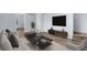 Cozy living room with modern furnishings, a large TV, and stylish decor on wood floors at 19410 E Ithaca Pl, Aurora, CO 80013