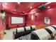 Basement home theater with tiered seating and projector at 4691 Bandera Pl, Parker, CO 80134