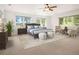 A nicely decorated bedroom featuring a well-made bed, a patterned rug, and a great outdoor view at 7197 Timbers Dr, Evergreen, CO 80439