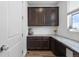 Walk-in pantry with counter space, cabinets, and natural light from window at 1168 Elbridge Dr, Elizabeth, CO 80107