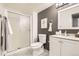 Stylish bathroom with a walk-in shower, modern fixtures, and a clean, contemporary design at 14602 E 2Nd Ave # 303C, Aurora, CO 80011