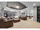 Open basement features a media room, game area, and bar space, perfect for entertainment and recreation at 3266 Coyote Hills Way, Castle Rock, CO 80109