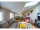 Bright and open living room with skylight, neutral colors, and inviting furniture, creating a cozy atmosphere at 4825 S Delaware St, Englewood, CO 80110