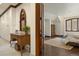 Bedroom with hardwood floors and views from window at 1043 Meteor Pl, Castle Rock, CO 80108