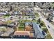 Aerial view showcases the property's layout with fenced backyards and neighborhood surroundings at 3201 Albion St, Denver, CO 80207