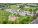 Aerial view of the community park and playground, including a parking lot and baseball field at 1873 Trevor Cir, Longmont, CO 80501