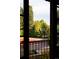 Basketball court viewed through a window, surrounded by lush greenery at 45 Charlou Cir, Cherry Hills Village, CO 80111