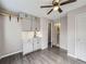 Small kitchen with grey cabinets and backyard access at 3259 N Adams St, Denver, CO 80205