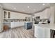 Modern kitchen with white cabinets, quartz countertops, and a large island at 10551 Applebrook Cir, Highlands Ranch, CO 80130