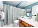 Bathroom with a modern sink, toilet, and shower at 375 Aspenwood Ct, Lafayette, CO 80026