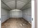 Interior of shed with metal frame and wooden floor at 2260 S Lewiston St, Aurora, CO 80013