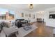 Bright living room featuring a comfortable sofa, hardwood floors, and abundant natural light at 5060 S Fox St, Englewood, CO 80110