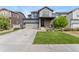 Two-story home featuring a well-kept front lawn and a covered front porch at 19121 E 65Th Ave, Denver, CO 80249