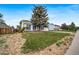 Charming single-story home boasts blue trim, a well-manicured lawn, and mature tree shading the front yard at 10007 Bryant St, Denver, CO 80260