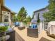 Outdoor deck features comfortable seating and a beautiful view at 10050 Eagle Valley Way, Highlands Ranch, CO 80129