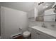 Simple bathroom with shower, toilet and vanity at 8845 S Brentwood St, Littleton, CO 80128