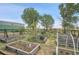 Well-kept garden featuring galvanized steel raised beds with irrigation amidst verdant surroundings at 11881 County Road 37, Fort Lupton, CO 80621