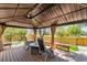 Outdoor backyard patio with gazebo, fire pit, and seating area at 1462 Marigold Dr, Lafayette, CO 80026