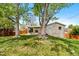 Spacious backyard features trees, a patio, and manicured grass creating a relaxed outdoor space at 8022 S Jay Dr, Littleton, CO 80128