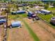 Aerial view of property with home, shop, barn, pens, and expansive yard and landscaping at 14347 E 134Th Ave, Brighton, CO 80601