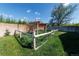 Fenced garden space featuring garden beds with rich vegetation and mature trees at 14347 E 134Th Ave, Brighton, CO 80601