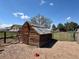 Small wooden shed with glass panel roof on a gravel area, secured by a fence at 14347 E 134Th Ave, Brighton, CO 80601