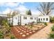 White home's backyard with charming rock-lined garden beds and walkway, perfect for outdoor living at 1884 S Ivy St, Denver, CO 80224