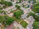 An aerial view of a neighborhood street with mature trees and well-maintained homes on a sunny day at 247 Tipple Pkwy, Frederick, CO 80530