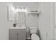 This bathroom features a single-sink vanity, updated fixtures, and a white toilet at 7455 E Quincy Ave # 204, Denver, CO 80237