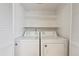 Laundry area with white washer and dryer units and shelving for storage at 3006 W 107Th Pl # D, Westminster, CO 80031
