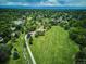 An aerial view of a community park featuring green space, a walking path, and mature trees at 8490 E Davies Pl, Centennial, CO 80112