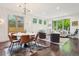 Sunlit living and dining area with hardwood floors, contemporary furniture, and a large window at 1511 S Pennsylvania St, Denver, CO 80210