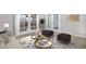 Bright living room featuring french doors, plush seating, and stylish decor with layered rugs and modern coffee tables at 22090 E Arbor Dr, Aurora, CO 80016