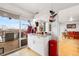 Kitchen with outside view, granite counter top and white cabinets at 800 N Washington St # 710, Denver, CO 80203