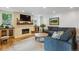 Comfortable living room with fireplace, recessed lighting, and hardwood floors at 5766 S Fulton Way, Greenwood Village, CO 80111